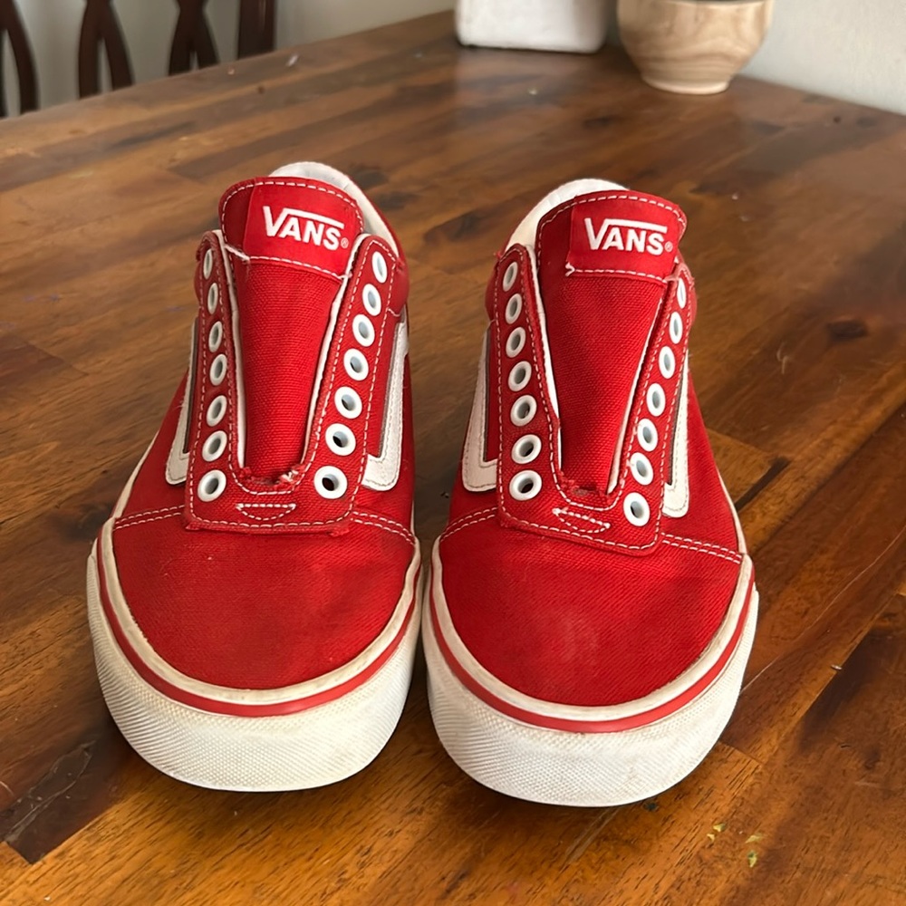 Vans Off the Wall Mens Red Canvas 500714 Skate Sneakers ...Size: 6.5 ..No Laces